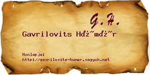 Gavrilovits Hümér névjegykártya
